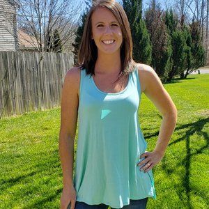 NWT BOUTIQUE Mint Racerback Tank Top Cami Shirt Turquoise Layering Piece